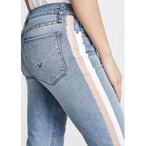 Hudson Jeans Denim - Hudson Jeans Nico Mid-Rise Cigarette Crop Painted Side Stripes Blue Wash 28 NWT